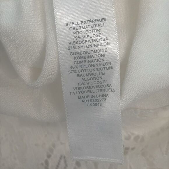 Adrianna Papell V Neck Sweater Lace Trim White NWT - Picture 6 of 6